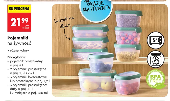 Pojemniki na żywność pojemnik prostokątny o poj. 4 l promocja w Biedronka