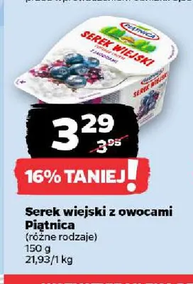 Serek wiejski z owocami Piątnica promocja w Netto