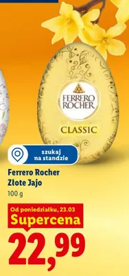 Jajko czekoladowe Ferrero Rocher Złote Jajo promocja w Lidl