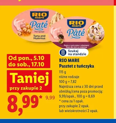 Pasztet z tuńczyka z oliwkami Rio Mare promocja w Lidl