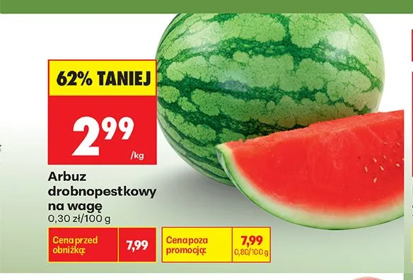 Arbuz drobnopestkowy na wagę promocja w Biedronka