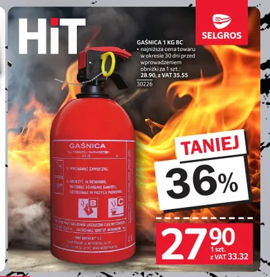 Gaśnica 1 kg Bc promocja w Selgros
