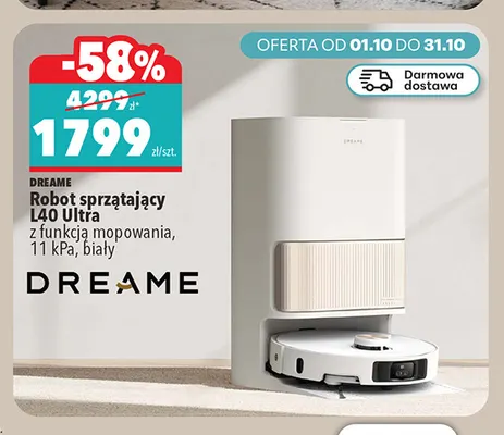 Robot sprzątający L40 Ultra z funkcją mopowania biały Dreame promocja w Biedronka