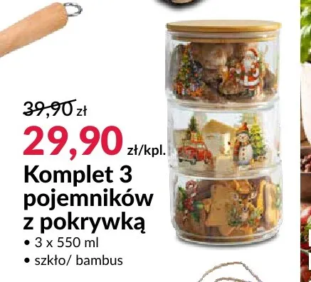 Komplet 3 pojemników z pokrywką promocja w Salony Agata