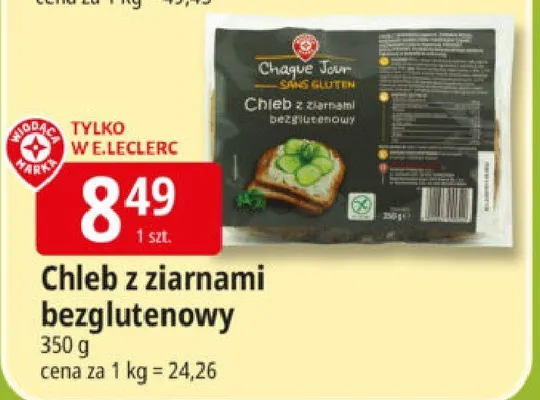 Chleb z ziarnami bezglutenowy promocja w Leclerc