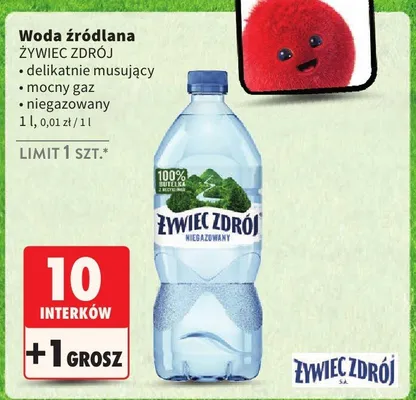 Woda źródlana delikatnie musujący mocny gaz niegazowany promocja w Intermarche