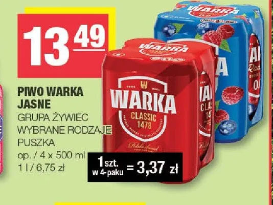 Piwo Warka promocja w SPAR