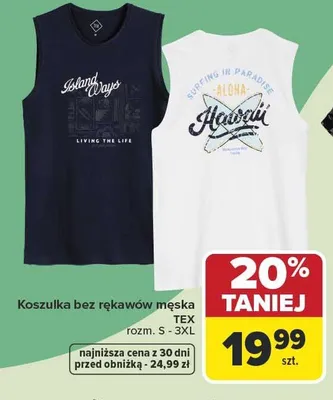 Koszulka bez rękawów męska TEX rozm. S-3XL promocja w Carrefour