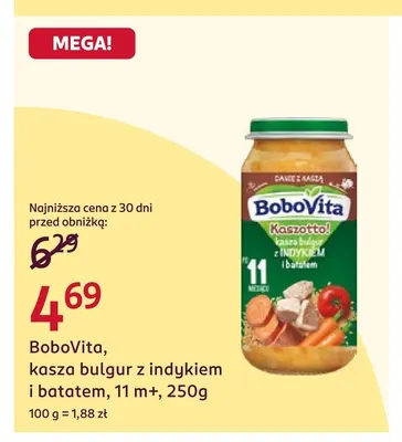 Kasza bulgur z indykiem i batatem BoboVita promocja w Rossmann