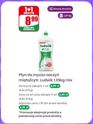 Płyn do mycia naczyń Ludwik mięta promocja w Dino