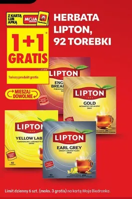 Herbata czarna Lipton Earl Grey promocja w Biedronka