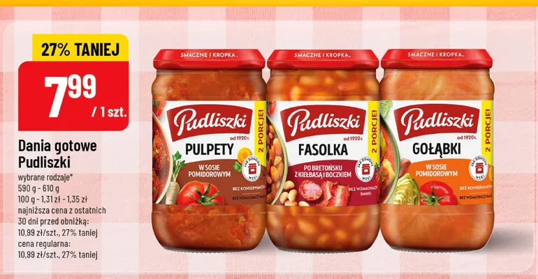 Dania gotowe Pudliszki Pulpety w sosie pomidorowym promocja w POLOmarket
