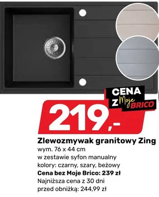 Zlewozmywak granitowy Zing promocja w Bricomarche
