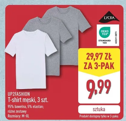 T-shirt męski, 3 szt. promocja w Aldi