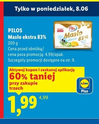Masło ekstra 83% Pilos promocja w Lidl