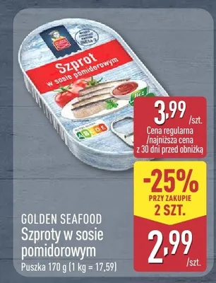 Szproty w sosie pomidorowym promocja w Aldi