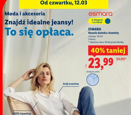 Koszula damska z bawełny promocja w Lidl