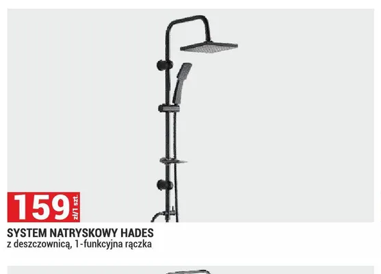 System natryskowy Hades z deszczownicą 1-funkcyjna rączka promocja w Merkury Market