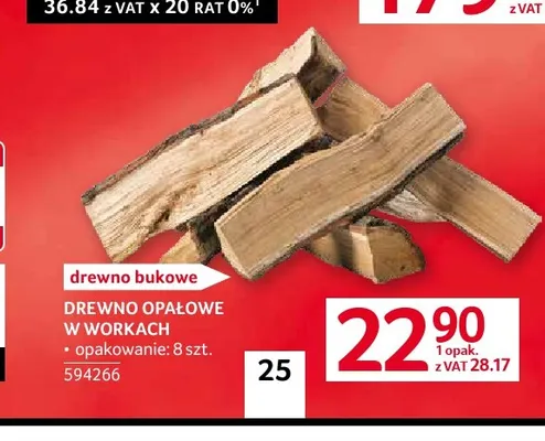 Drewno opałowe bukowe w workach promocja w Selgros