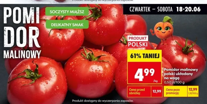 Pomidor malinowy polski układany na wagę promocja w Biedronka