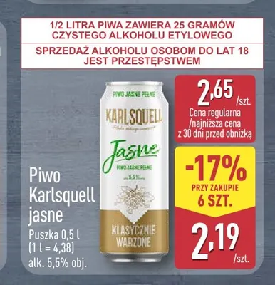 Piwo Karlsquell promocja w Aldi