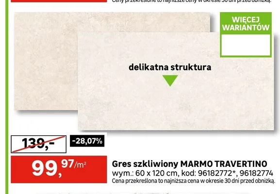 Gres szkliwny Marmo Travertino promocja w Leroy Merlin