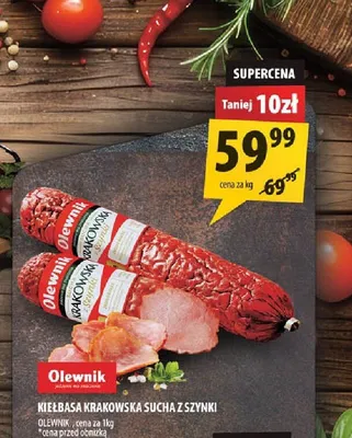Kiełbasa krakowska sucha z szynki Olewnik promocja w Arhelan