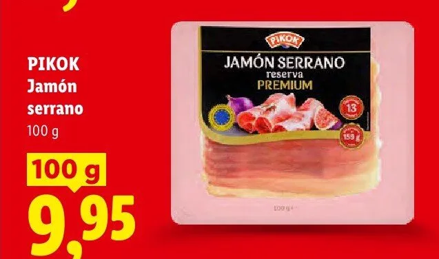 Szynka Jamón serrano Pikok promocja w Lidl