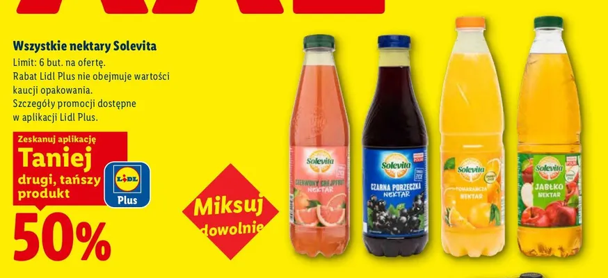 Nektar czerwony grejpfrut Solevita promocja w Lidl