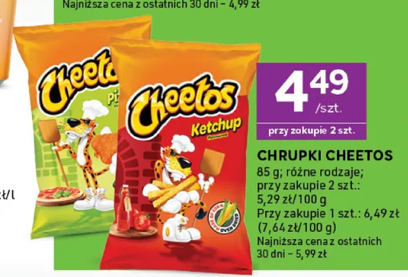 Chrupki kukurydziane Cheetos Pizza promocja w Stokrotka