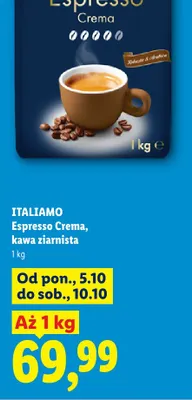 Kawa ziarnista Italiamo Espresso Crema promocja w Lidl