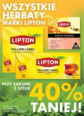 Wszystkie herbaty marki Lipton 2 SZT. -40% promocja w Dino
