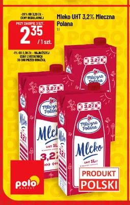 Mleko UHT Mleczna Polana 3,2% promocja w POLOmarket