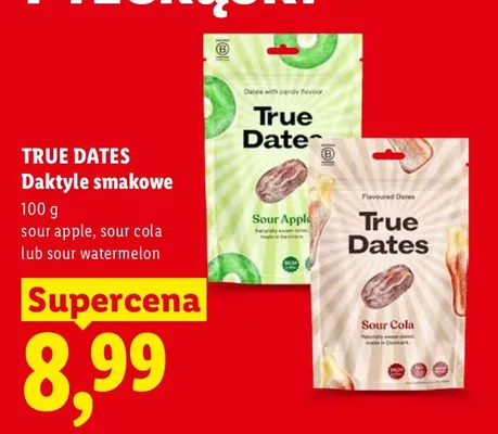 Daktyle smakowe sour apple True Dates promocja w Lidl