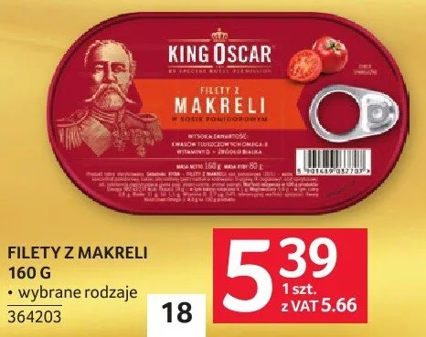Filety z makreli King Oscar 160 g promocja w Selgros