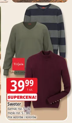 Sweter damski męski Tissaia promocja w Leclerc