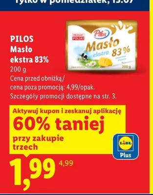 Masło ekstra 83% Pilos promocja w Lidl