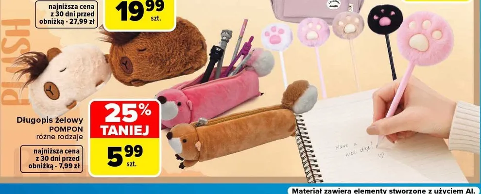 Długopis żelowy z pomponem Wikam promocja w Carrefour Market