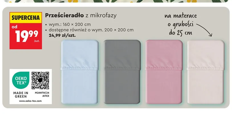 Prześcieradło z mikrofazy SMUKEE 160x200 cm promocja w Biedronka