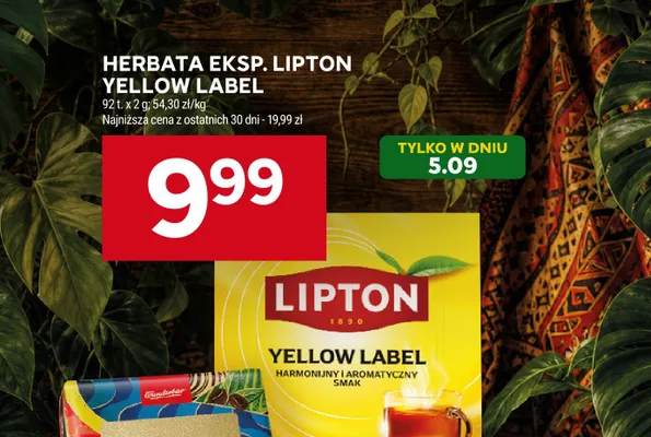 Herbata ekspresowa Lipton Yellow Label promocja w Stokrotka