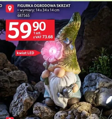 Figurka ogrodowa Skrzat wymiary 14x34x14 cm kwiat LED promocja w Selgros