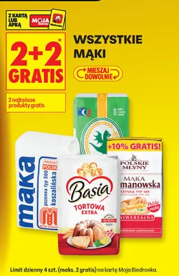 Wszystkie mąki 2+2 GRATIS promocja w Biedronka