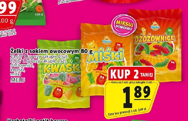 Żelki z sokiem owocowym miśki Melu promocja w Prim Market