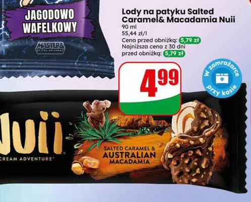 Lody na patyku Nuii Salted Caramel & Australian Macadamia promocja w Dino