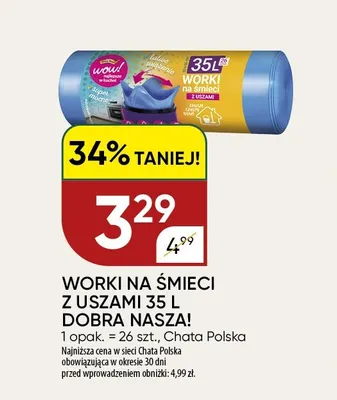 Worki na śmieci z uszami 35 l Dobra Nasza! promocja w Chata Polska