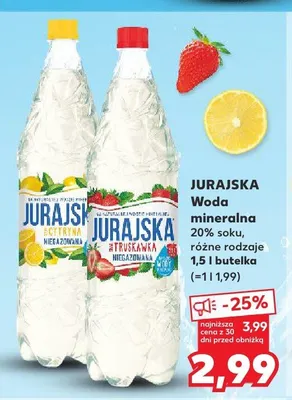Woda mineralna z sokiem Jurajska o smaku cytrynowym promocja w Kaufland