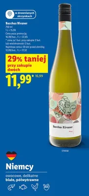 Wino białe półwytrawne Bacchus Rivaner promocja w Lidl