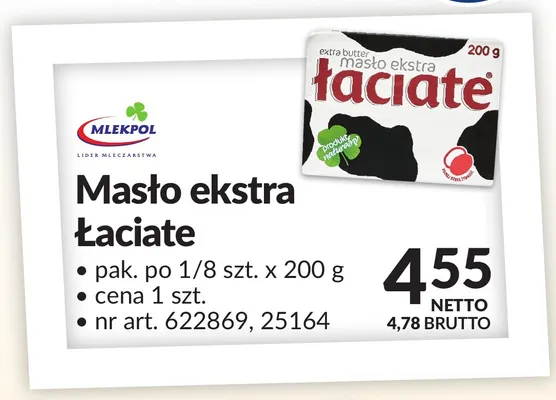 Masło ekstra Łaciate promocja w Makro