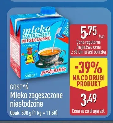 Mleko zagęszczone niesłodzone Gostyńskie promocja w Aldi