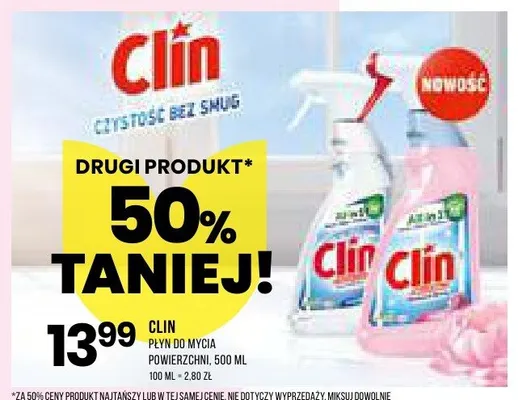 Płyn do mycia powierzchni clin promocja w Drogerie Natura